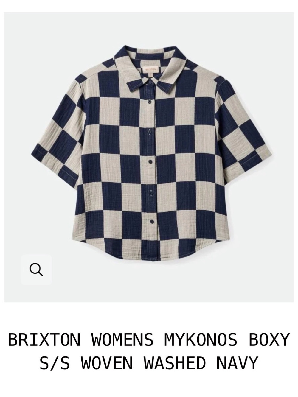 Brixton Boxy Short Sleeve Button-Up — Navy & Cream Gingham